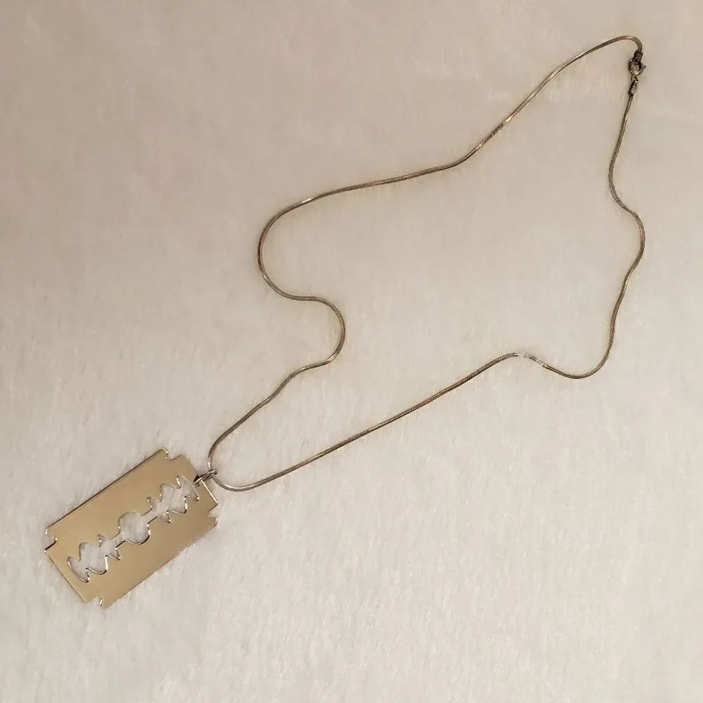 Razorblade Faux Silver Necklace
